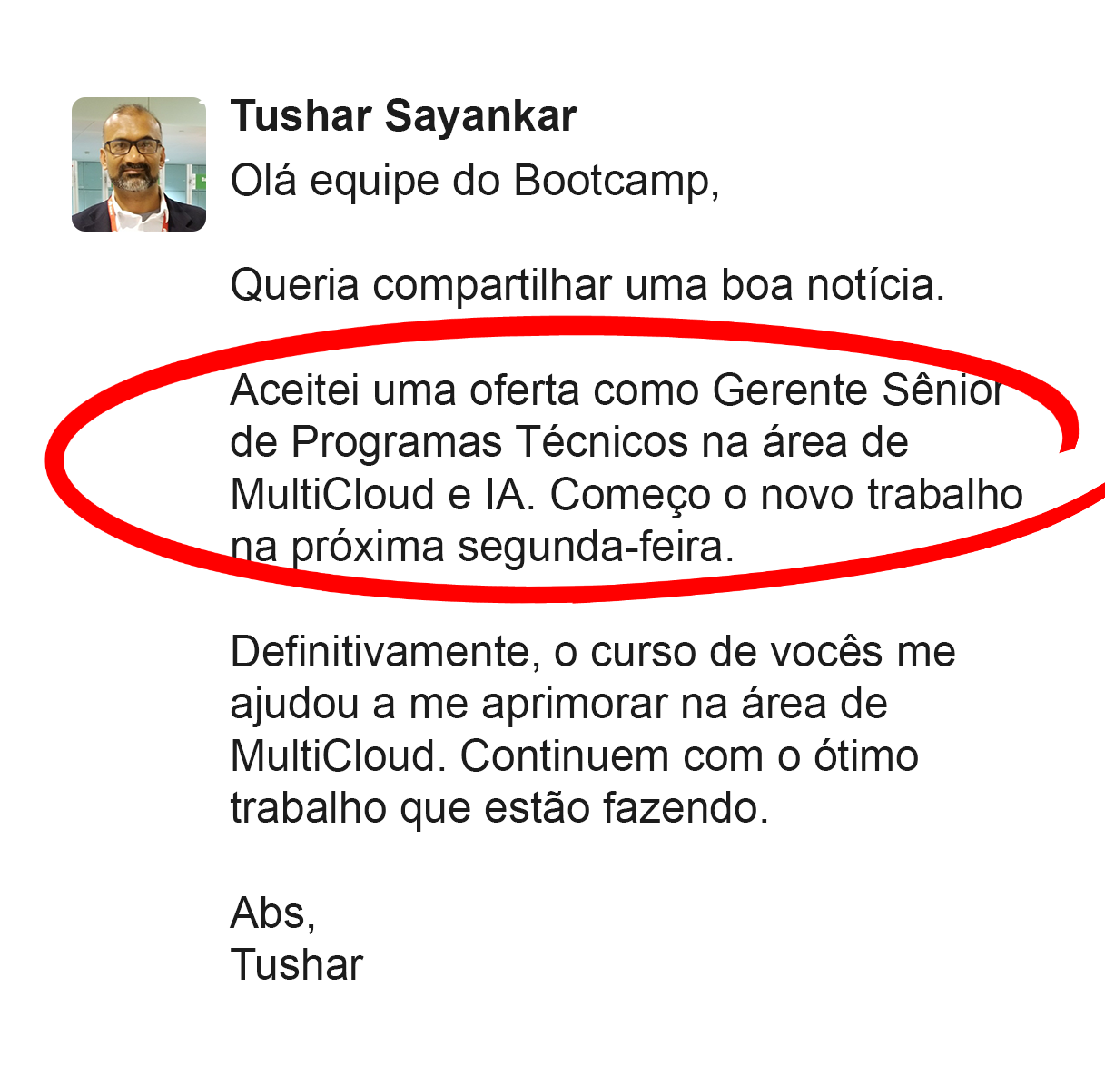 Tushar Sayankar-depoimento